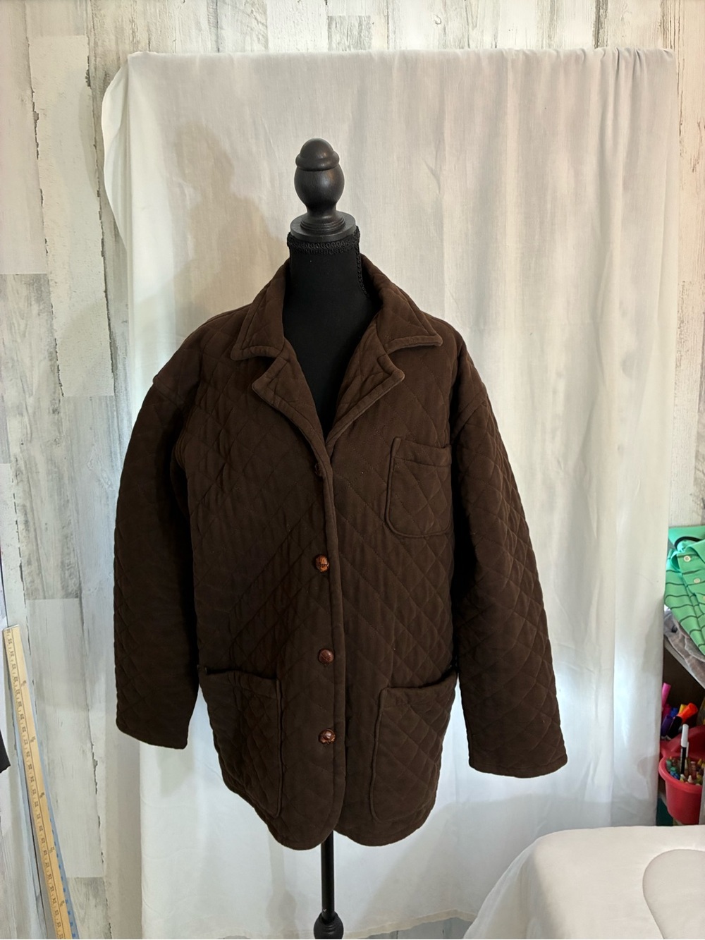 Jones New York Quilted Brown Puffer cotton Jacket Sz L